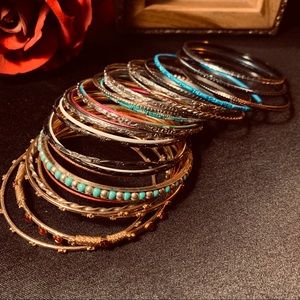 2/$20 Bangles Galore! Silver Black Blue Gold White Pink!